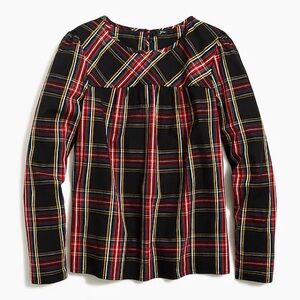 J. Crew Tartan Puff Top Stretch Poplin Sz Small